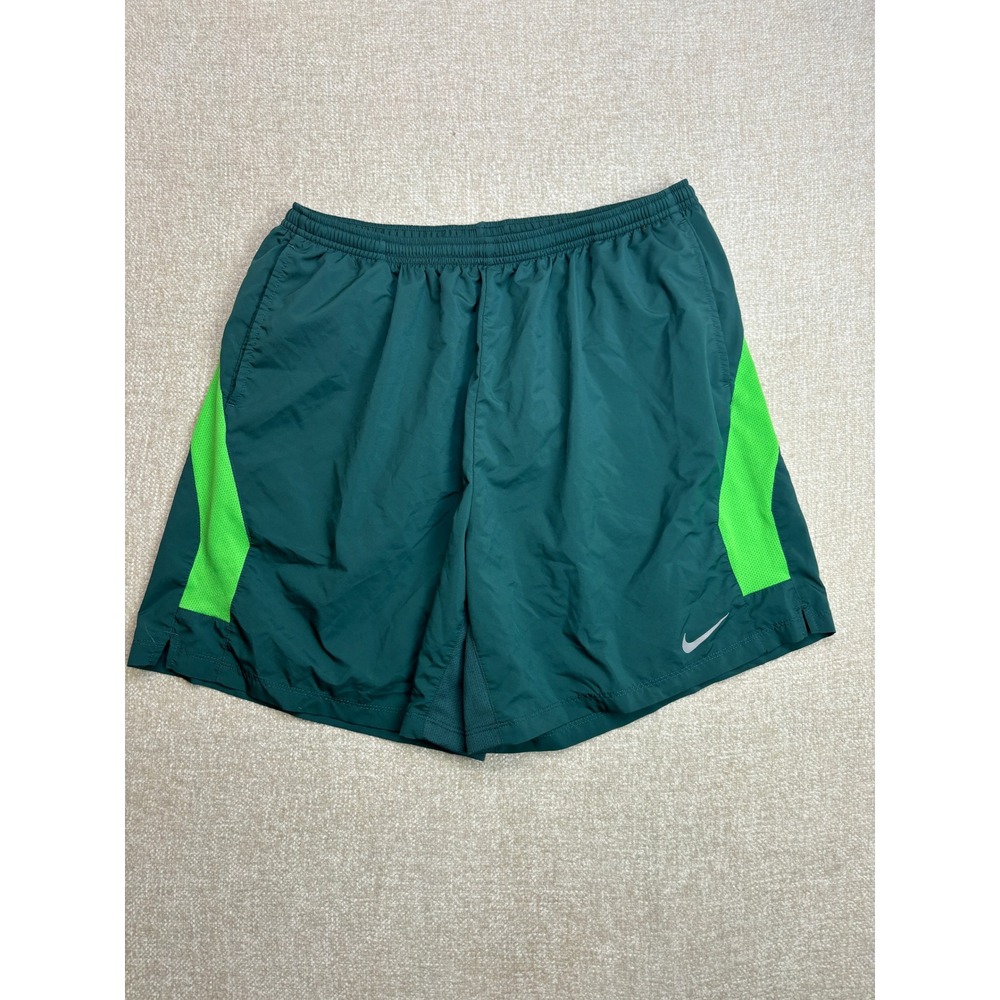 Nike Dri-FIT Mens XXL Running Shorts Green Mesh Athletic Training Gym